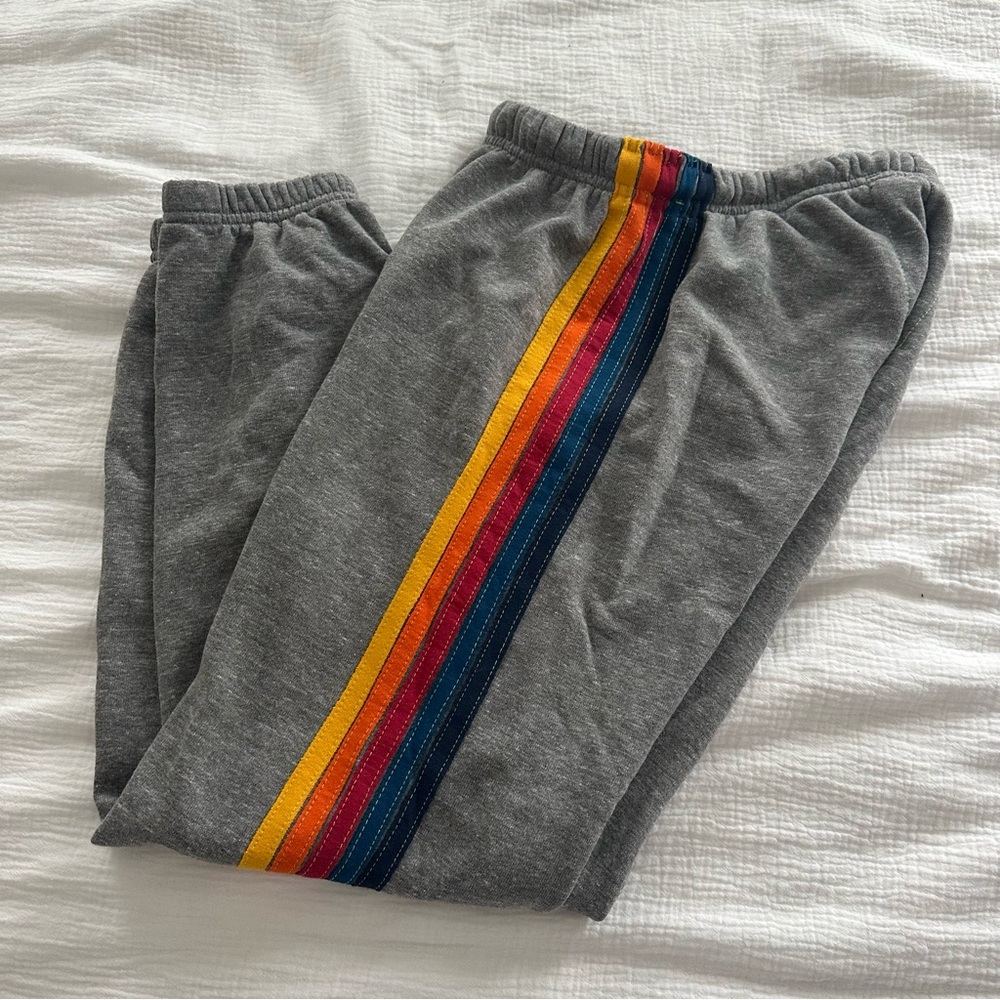 AVIATOR NATION Heather Grey 5 Stripe  Sweatpants Size Medium - Picture 3 of 8